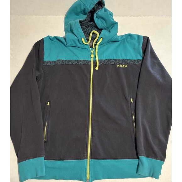 Jinx‎ Sweatshirt Mens Large Blue Cotton Blend Hooded Full Zip - Picture 1 of 15